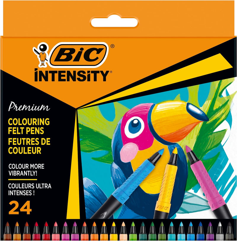 BIC Intensity Premium Filzstifte, zum Malen für Erwachsene und Kinder, in 24 Farben, mit komfortable