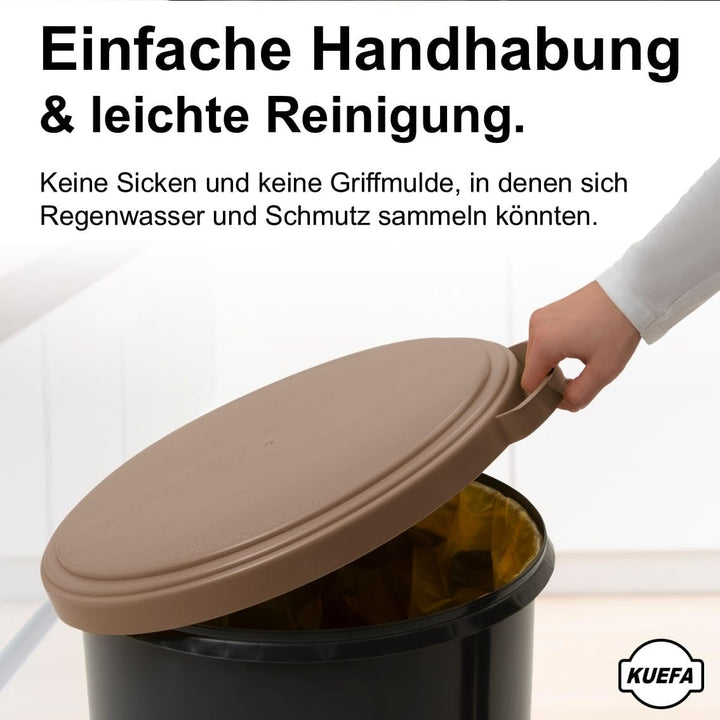KUEFA 60L Müllsackständer mit flachem Deckel - Gelber Sack Mülleimer (Cappuccino), Cappuccino