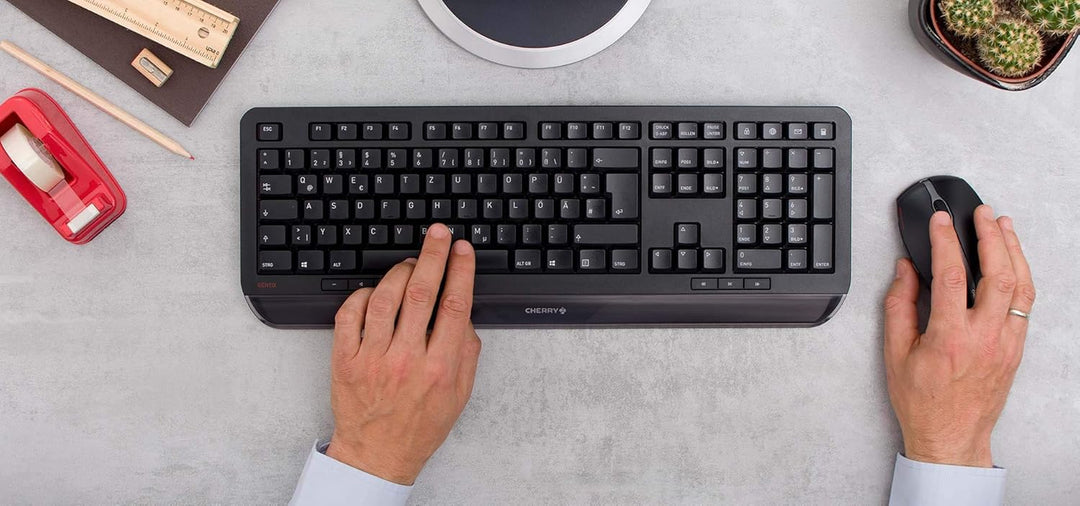 CHERRY GENTIX DESKTOP, Kabelloses Tastatur-Maus-Set, Deutsches Layout (QWERTZ), 2,4 GHz Funk, Integr