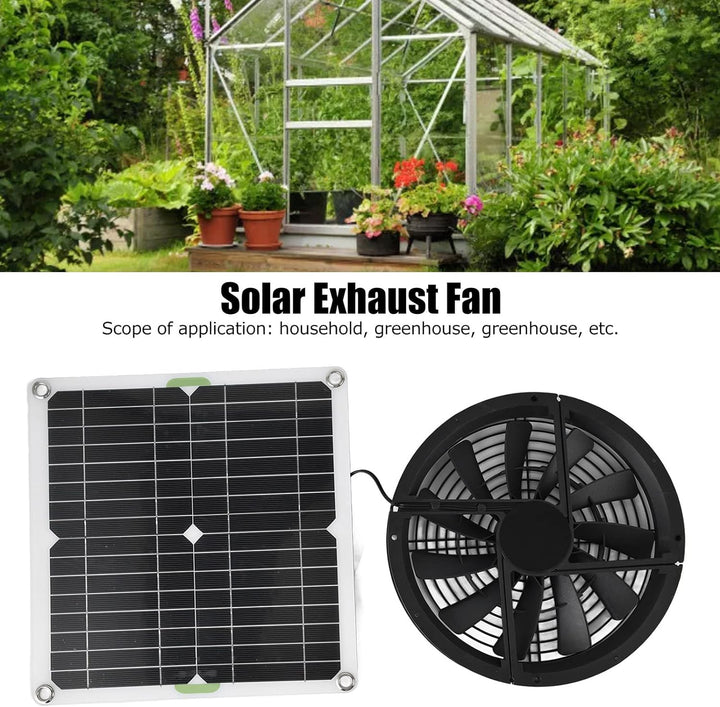 Fockety Solarbetriebenes Lüfter-Kit, 100 W, 12 V, 10 Zoll, Wasserdicht, Kühlender, Runder Solarpanel