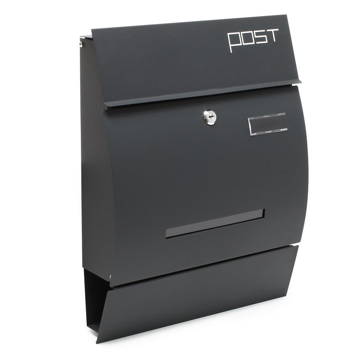 Wiltec Designer Briefkasten V4 Anthrazit 350 x 95 x 445 mm, Wandbriefkasten mit Schloss, Sichtschlit