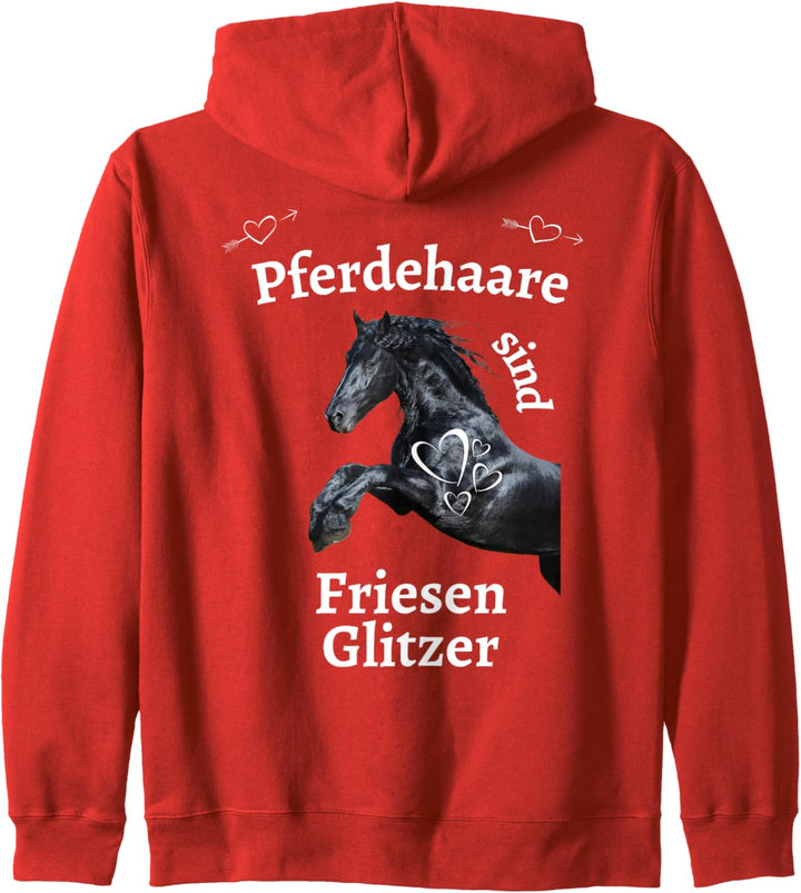 Pferdehaare oder Friesen Glitzer Pferd Reiten Friesenpferd Kapuzenjacke