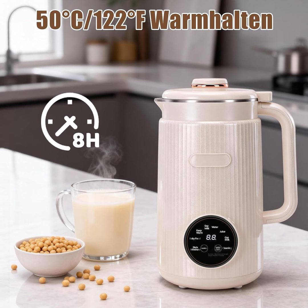 8 in 1 Nussmilchmaschine, 1200ml Automatische Sojamilchmaschine mit Temperaturregelung, 12 Klingen,