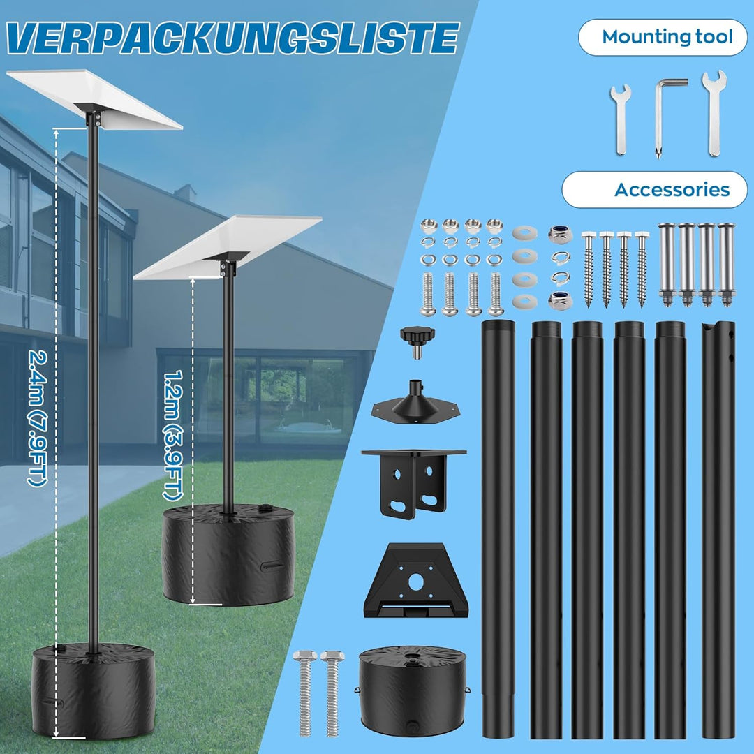 IMAYCC Starlink Gen 3 Halterung, 7.9 FT Verstellbare Starlink Gen 3 Pole Mount Kit mit Starlink Gen