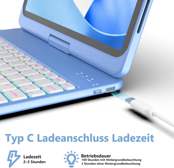 FUWANG Tastatur Hülle für iPad A16 Hülle mit Tastatur iPad Hülle mit Tastatur 11 Hülle mit Tastatur