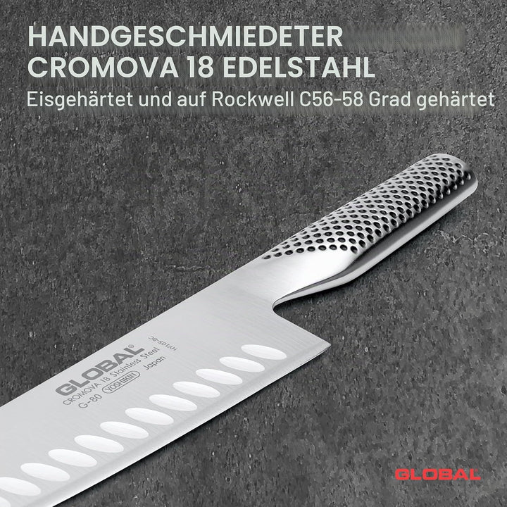 Global Knives G-80 Santokumesser mit 18 cm Klinge, CROMOVA 18