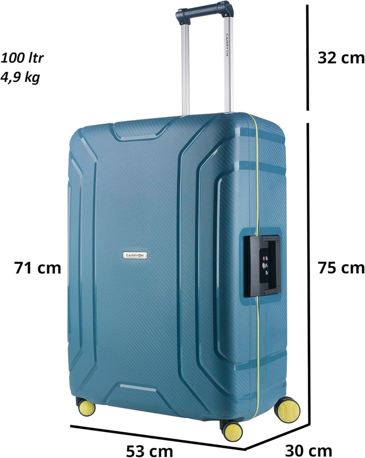 CarryOn Steward Hartschale Reisekoffer L - Koffer Dreipunkt Verschluss TSA (blau, L - 75cm) L - 75cm