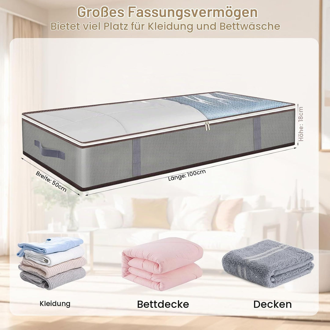 4 Stück 90L Unterbett Aufbewahrungsbox,Unterbettkommode Aufbewahrungstasche,unterbettkommode,mit Dec