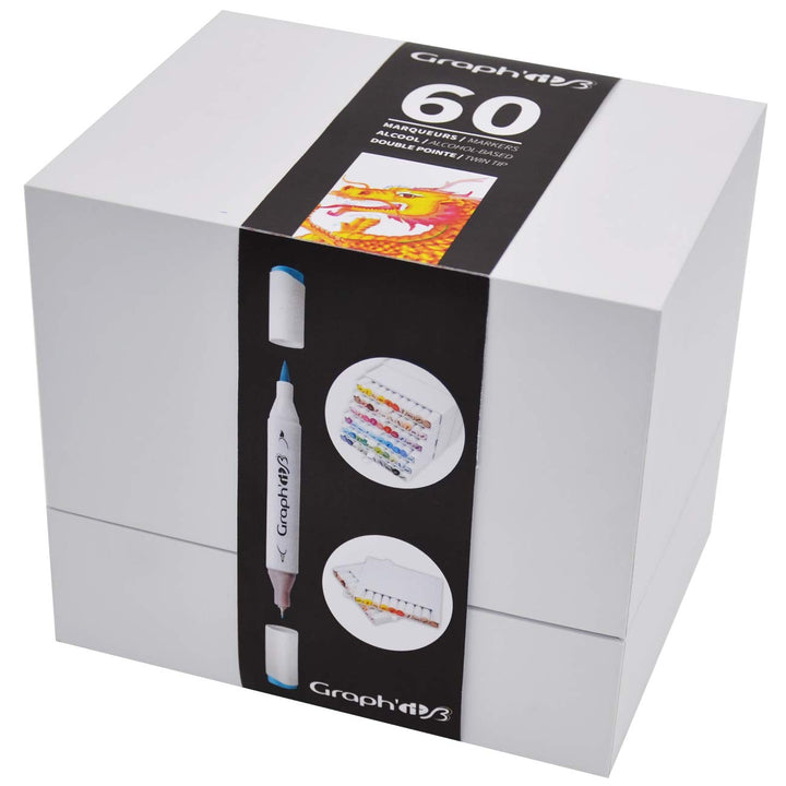 Graph'it Set mit 60 Markern, sortiert, Pinsel/extra fein