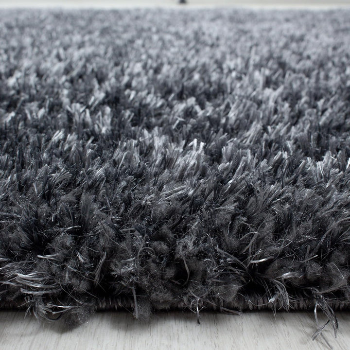 Teppium Hochflor Teppich Wohnzimmer 120 cm Rund Grau - Flauschiger Shaggy Teppich Extra Weich und Ei