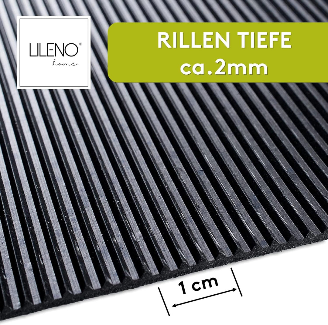 LILENO HOME Rillen Gummimatte Meterware 1000x100 cm (2x5m) - Gummiläufer Rillenmatte (3mm) als Werks
