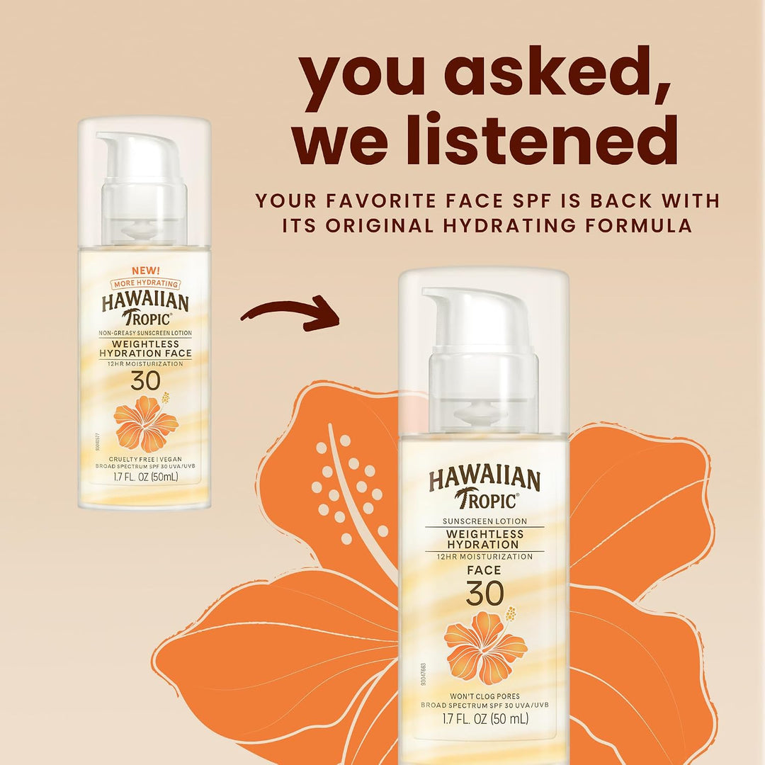 Hawaiian Tropic Silk Hydration Weightless Face Lotion LSF 30, 48 ml