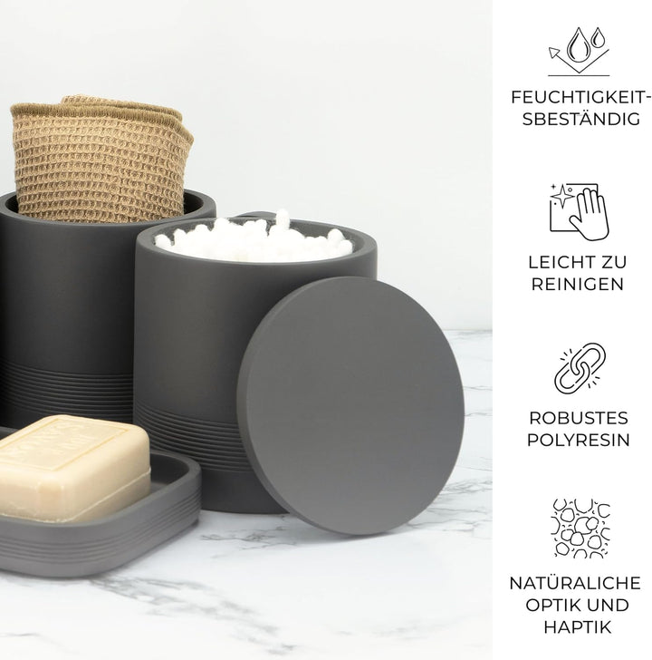 zccz - graues Badezimmer-Zubehör-Set 6-teilig - Badezimmer-Organizer mit Zahnbürstenhalter, Lotionse