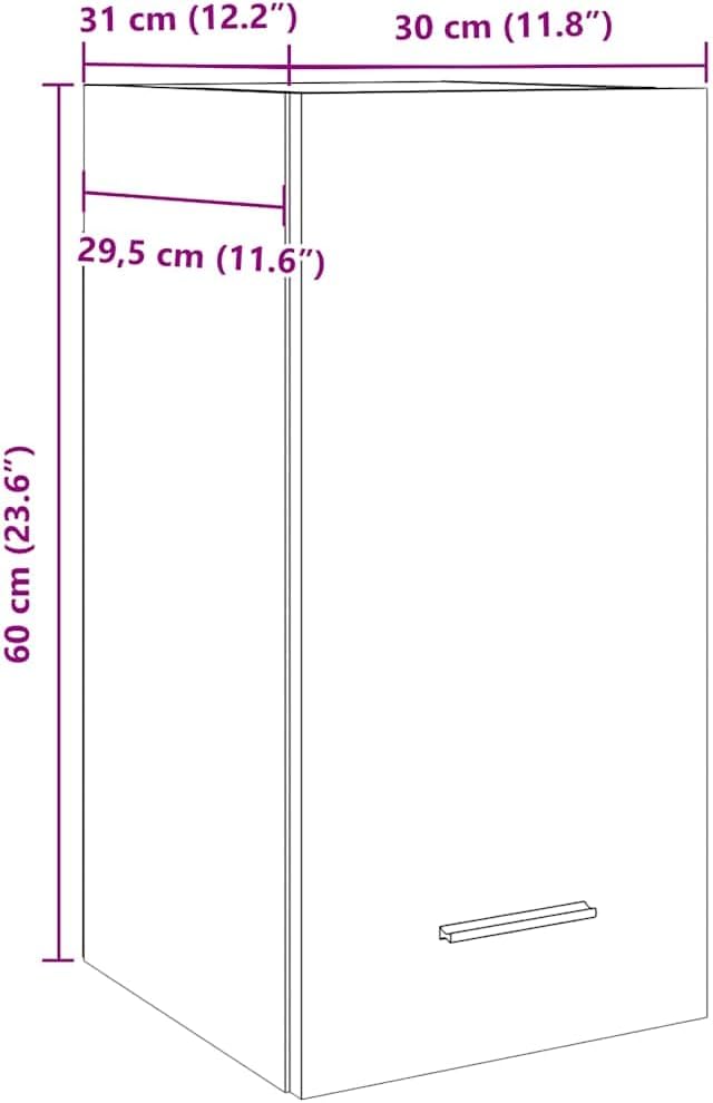 vidaXL Hängeschrank Lyon Altholz-Optik 30x31x60 cm Holzwerkstoff, Küche Schrank, Einbauküche, Küchen