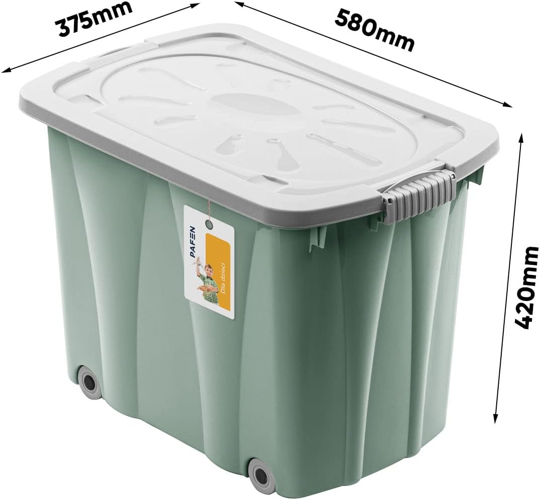 PAFEN Piraten Spielzeugkiste 62l mit Rollen - Schatzkiste 58 x 42 x 37,5cm - Spielzeugbehälter mit D