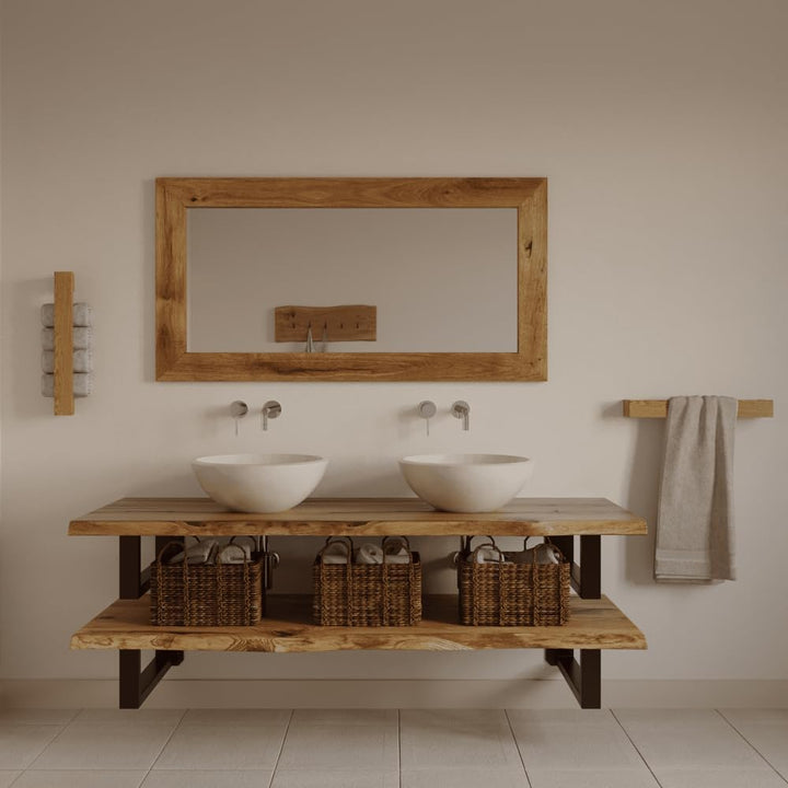 BestLoft Waschtischplatte (Länge: 60 cm/Breite: 55-60 cm) Waschtisch Eiche massiv 40 mm dick mit Bau