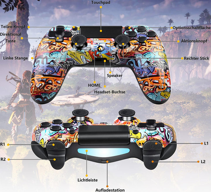 Controller Kompatibel mit PS-4,Integrierte 600 mAh Batterie mit Doppelt Vibrationssensor/6 Achse,Wir