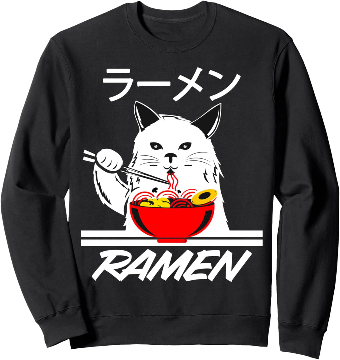 Nudeln Anime Merch Manga Lustiges Katze Japan Katzen Ramen Sweatshirt