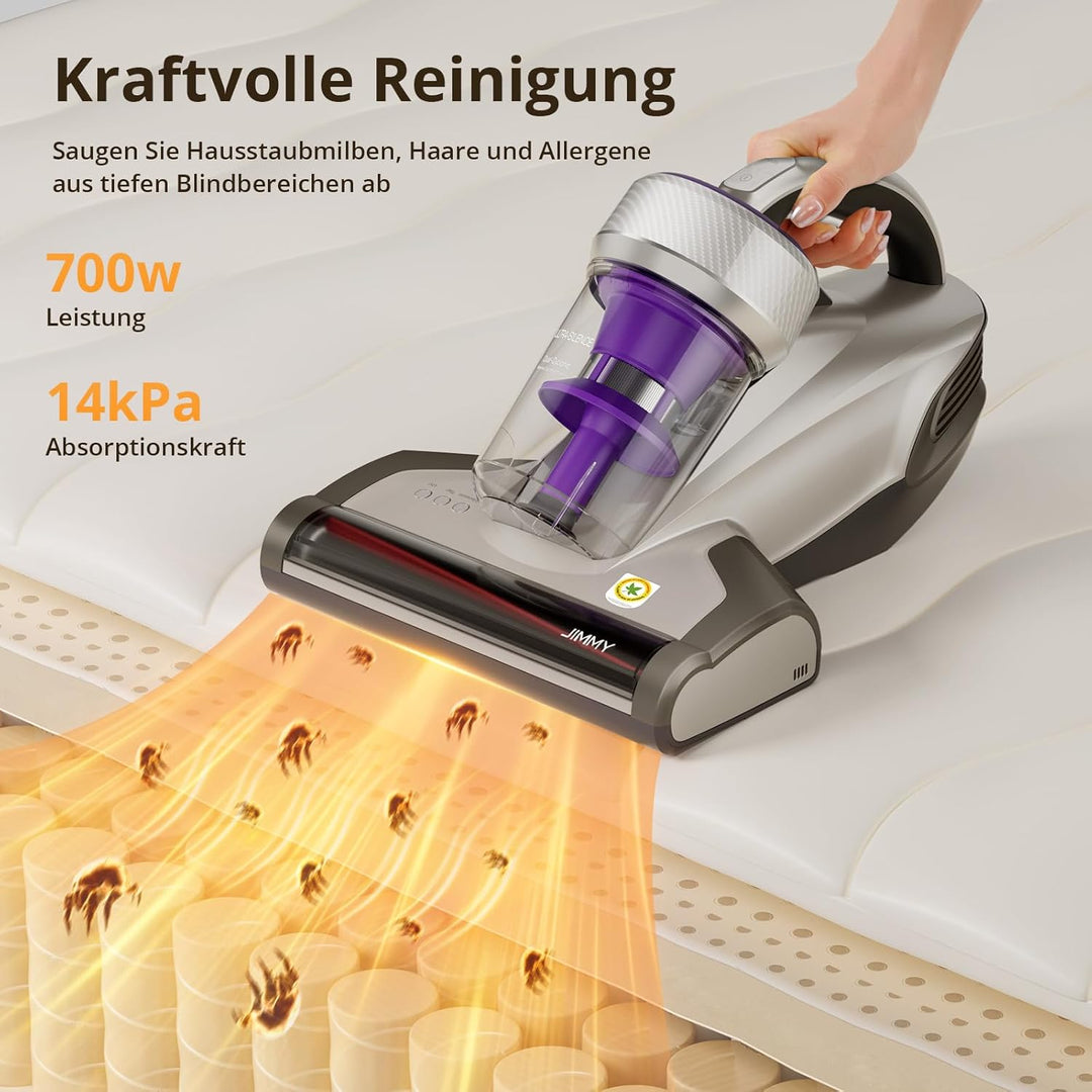 Jimmy JV35 Milbensauger für Matratzen mit UV-licht 700W Leistung, Heisser Wind Funktion, Doppelter Z