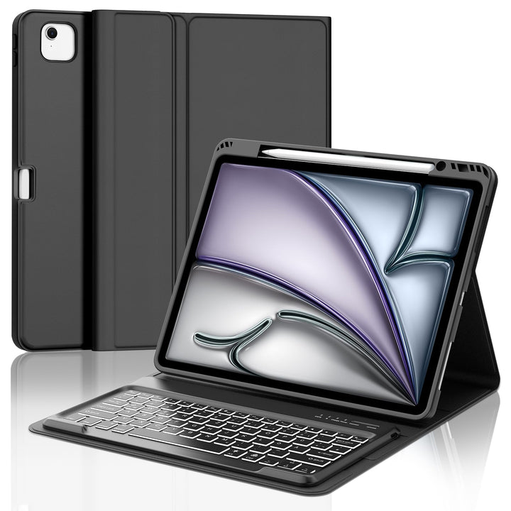 Beleuchtete Tastatur für iPad Air 13" (2026 M4/2025 M3/2024 M2) &amp; Pro 12.9" (2018-2022), 7-Farben RG