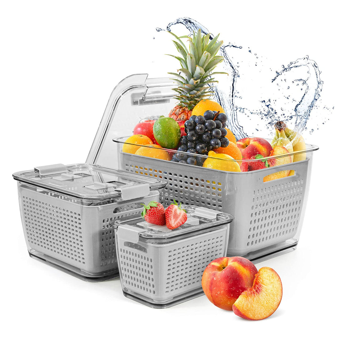 Spesh Frischhaltedosen Set Kühlschrank Organizer Vorratsdosen 3er-Set (0,5L+1,7L+4,5L) Kunststoff Kü