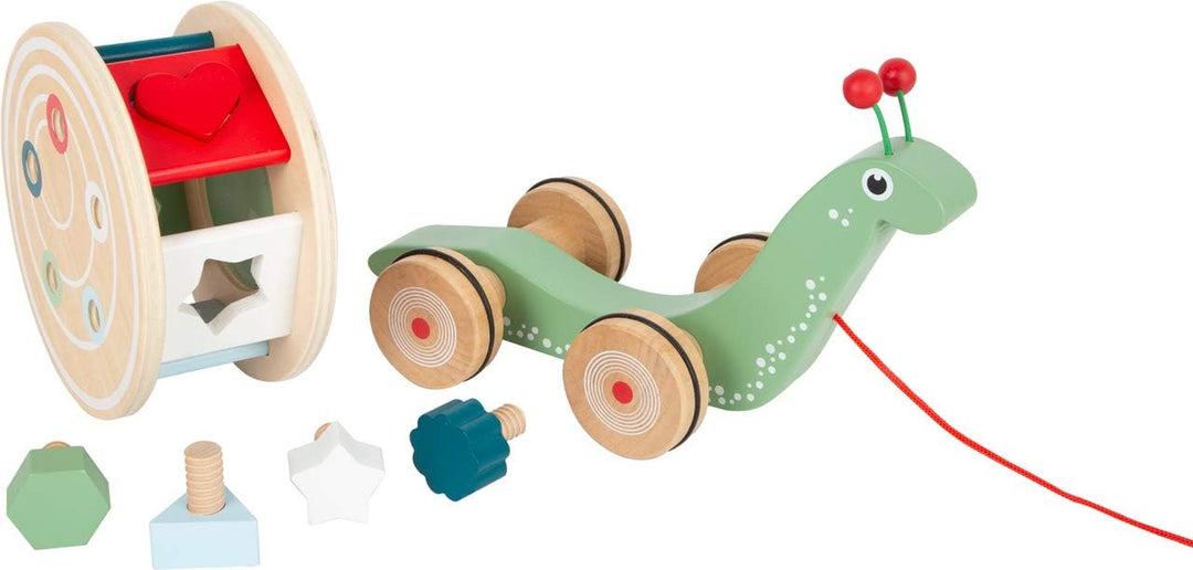 Small Foot Nachzieh-Stecktier Schnecke aus Holz, Motorikspielzeug zum Laufenlernen, für Kinder ab 12