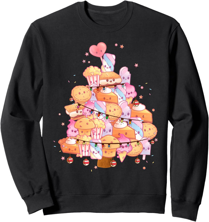 Kawaii Weihnachtsbaum aus Süssigkeiten und Kuchen Süssigkeiten Weihnachten Sweatshirt