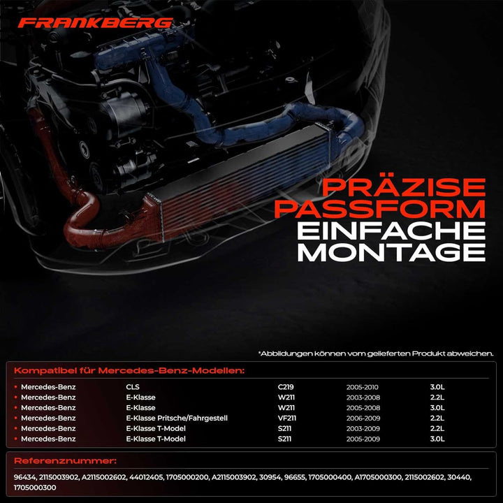 Frankberg Ladeluftkühler Turbokühler Motorkühlung Kompatibel mit CLS C219 2005-2010 E-Klasse W211 20