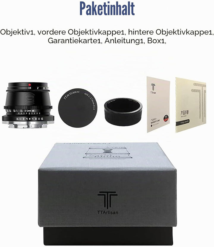 TTARTISAN 35 mm f1.4 APS-C manueller Fokus Objektiv für X-Mount, schwarz