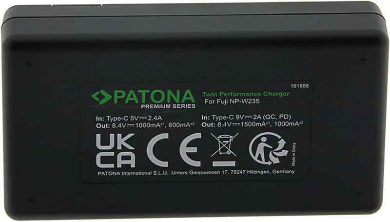 PATONA V1 Protect 2X Akku NP-W235 (2400mAh) inkl. NTC-Sensor und V1 Gehäuse - mit PD Performance USB