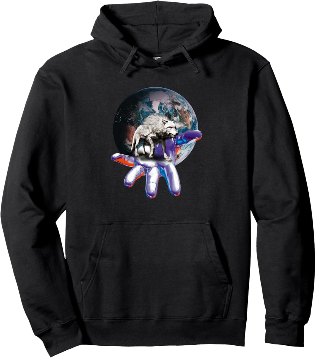 Wolf Motiv Mond Wölfe Pullover Hoodie