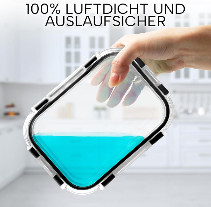 Zulay 12er-Set Glas-Frischhaltedosen für Meal Prep, Tupperdosen Set aus Glas mit luftdichten Deckeln