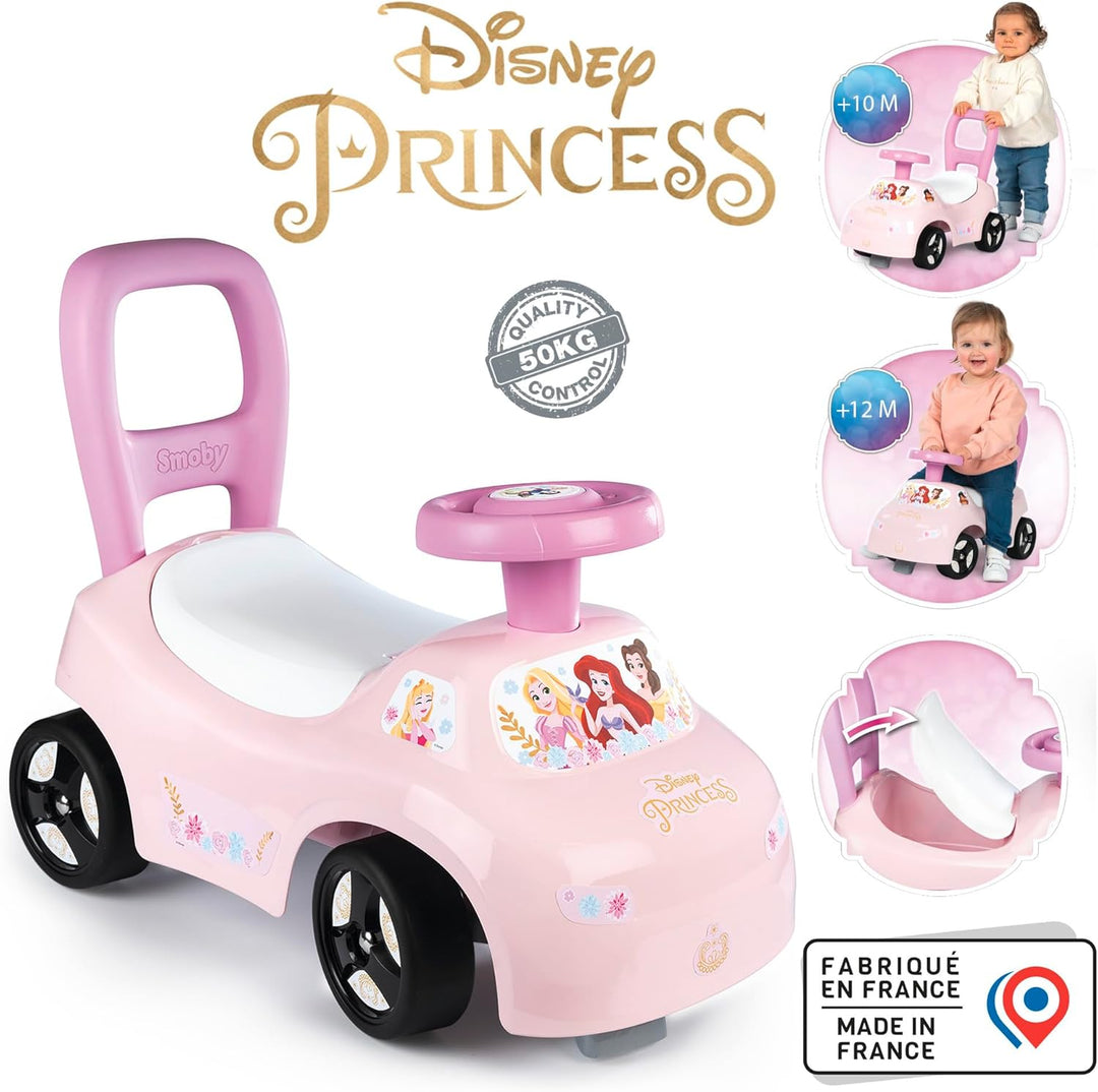 Smoby Disney Princess Rutscher – wendiges Kinderfahrzeug mit Hupenlenkrad – Rückenstütze, Staufach,