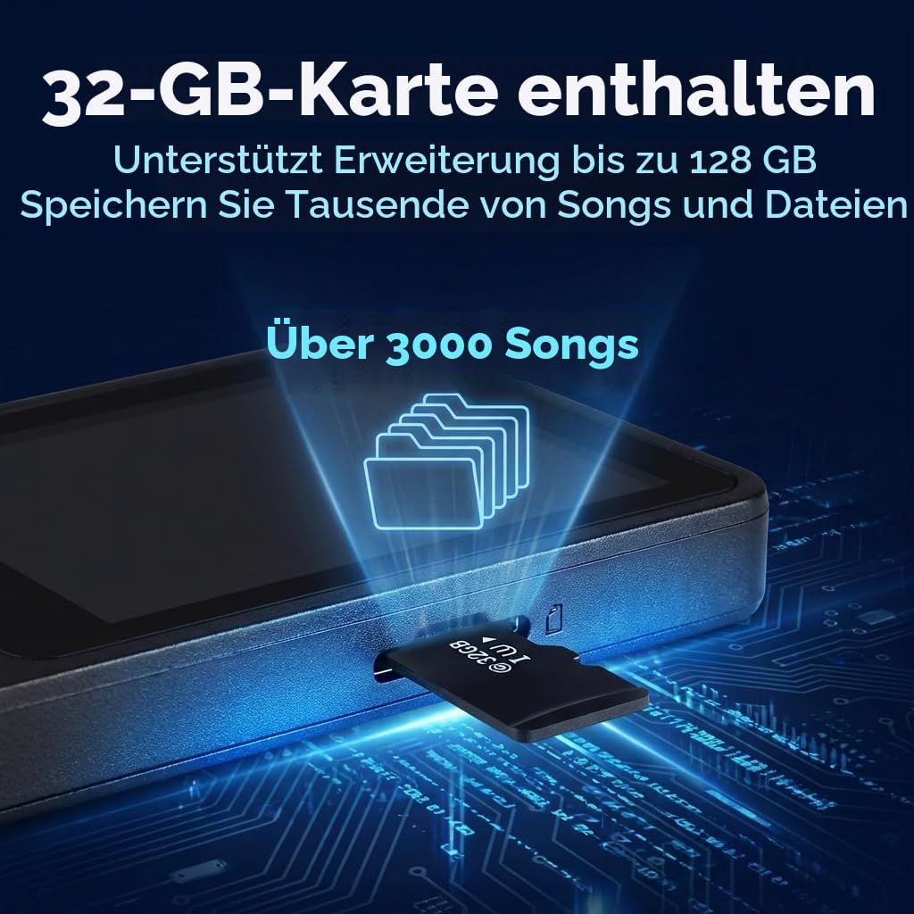 Bluetooth 5.3 MP3 Player mit Lautsprecher, 1,8 Zoll Bildschirm, Verlustfreier HiFi Bluetooth MP3 Pla