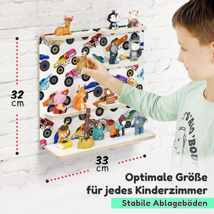 stadtecken Holzregal für Musikbox – Passend für Toniebox & ca. 35 Tonies | Perfekte Aufbewahrung für