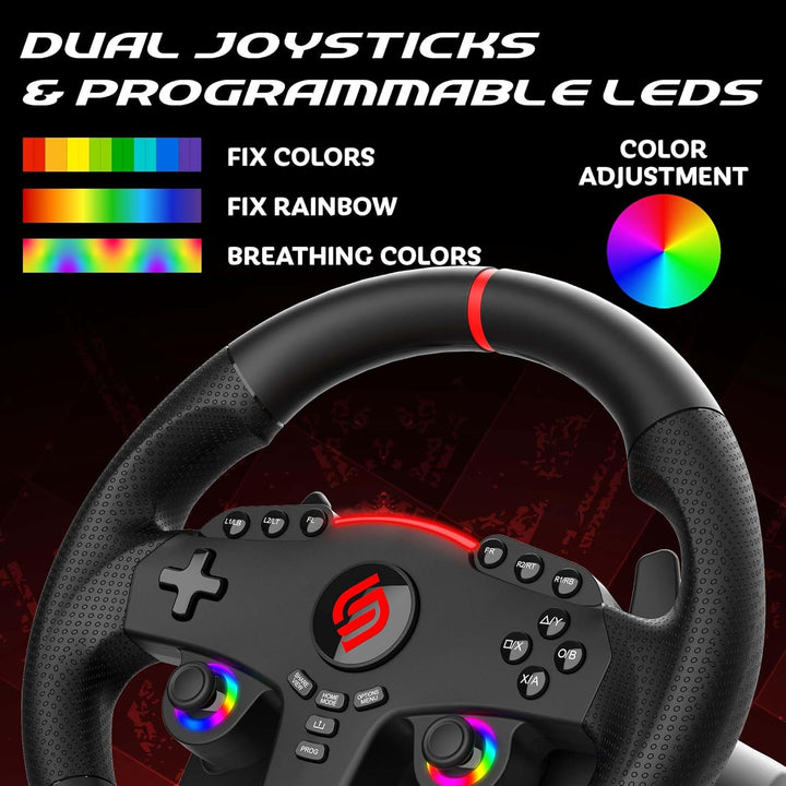 SUBSONIC – Superdrive 270 GT Lenkrad – Dual-Stick-LED-Rennlenkrad, 270° Drehung, mit Pedalen und Sch