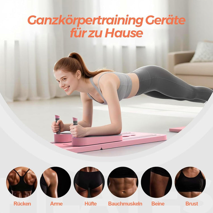 Pilates Board Upgraded, 6-in-1 Faltbares Pilates Reformer Set für Zuhause, Multifunktionales Ganzkör