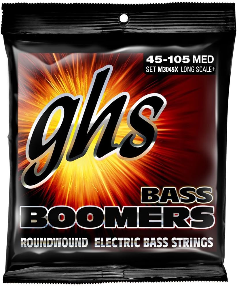 GHS Bass Boomers - ML3045X - Bass String Set, 4-String, Medium Light, .045-.100, Extra Long Scale