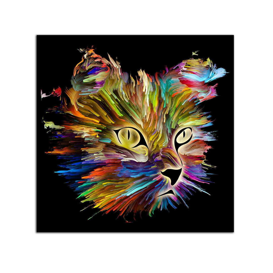 Startonight Bild auf Acrylglas - Mehrfarbige Katze - Abstrakte Modernes Acrylglasbild - Deko Glas 60