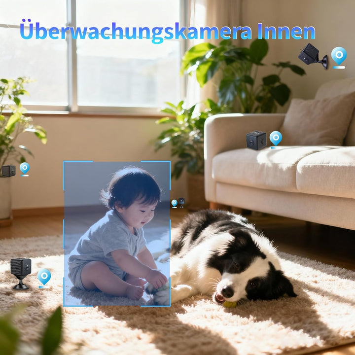 Mini Kamera, 4K HD Kleine Kamera, WiFi Überwachungskamera Innen, Überwachungskamera kamera Mit Handy