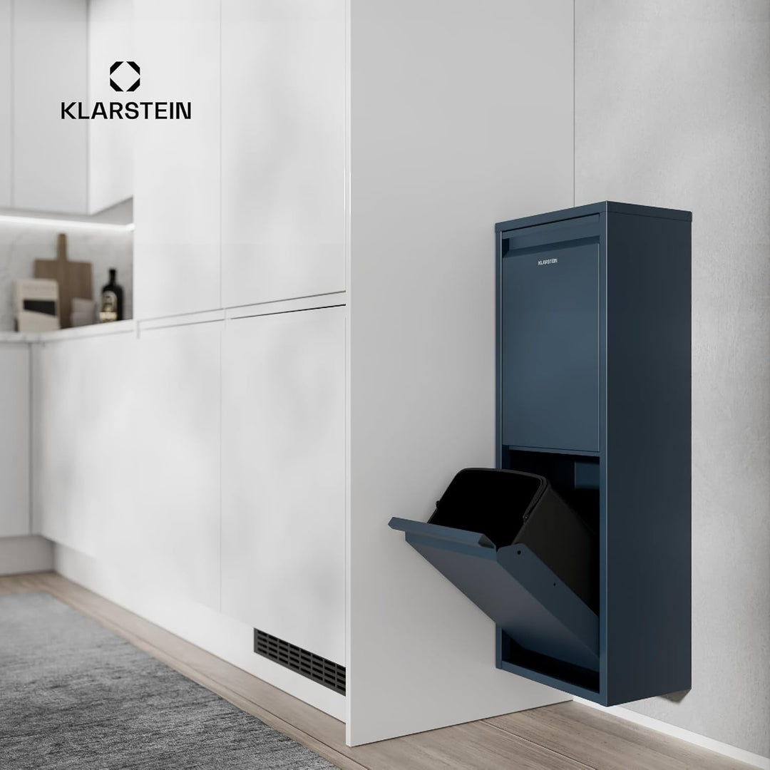 Klarstein Mülleimer 2 Fächer - 36 L Trennsystem, Edelstahl, Wandmontage, Geruchsverschluss, Kompakt