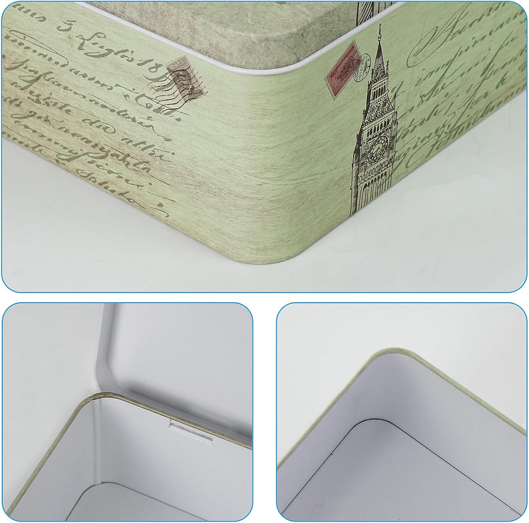 Aoneky Zinn Retro Aufbewahrungsbox mit Schloss, 30.4 x 22.8 x 8.2cm - Metalldose für Medikamente Pos
