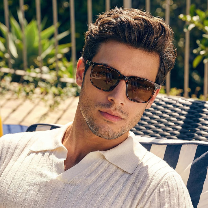 CARFIA Polarisierte Herren Sonnenbrille mit Rechteckig Acetatrahmen, 100% UV-Schutz Sportliche Sonne