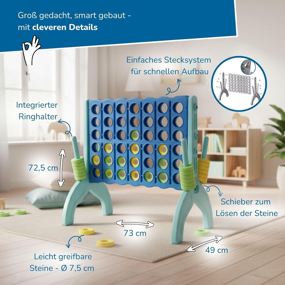 alldoro 60011 XL 4 gewinnt Spiel, 73 x 49 x 72,5 cm, 4 in Einer Reihe Strategiespiel ab 3 Jahren, st