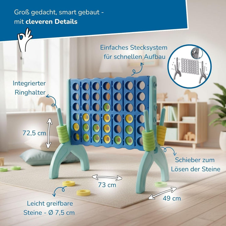 alldoro 60011 XL 4 gewinnt Spiel, 73 x 49 x 72,5 cm, 4 in Einer Reihe Strategiespiel ab 3 Jahren, st