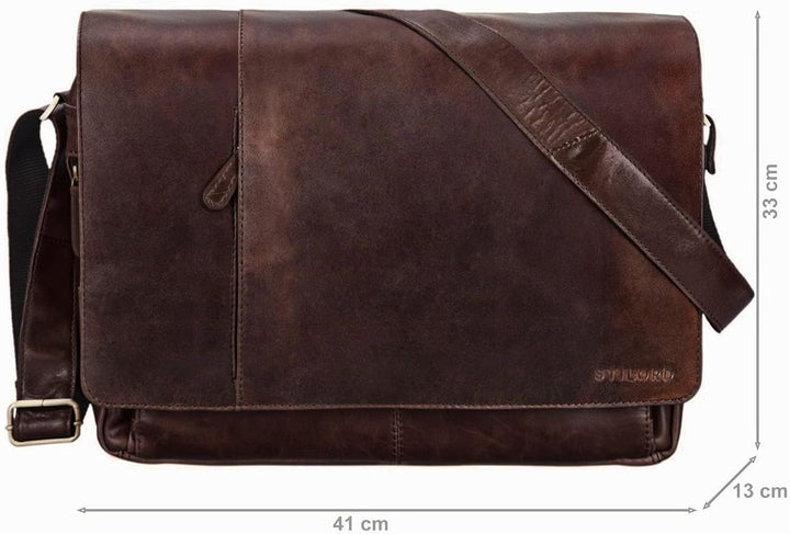 STILORD Vintage Umhängetasche Leder gross für Herren Damen 15.6 Zoll Laptoptasche Unitasche Bürotasc