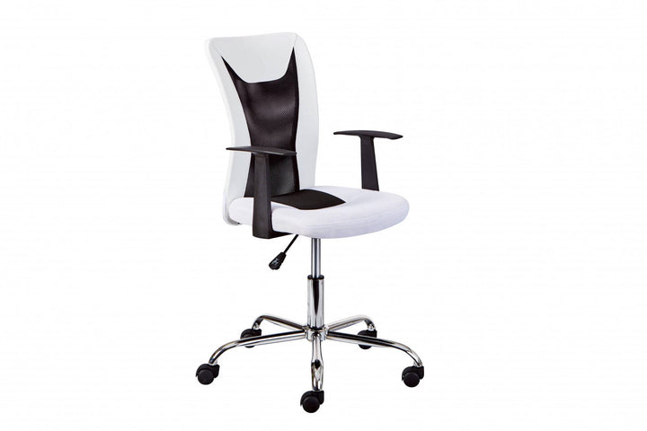 Bürosessel mit Armlehnen, höhenverstellbar, schwarz-weiss, 55x54,5x85-95