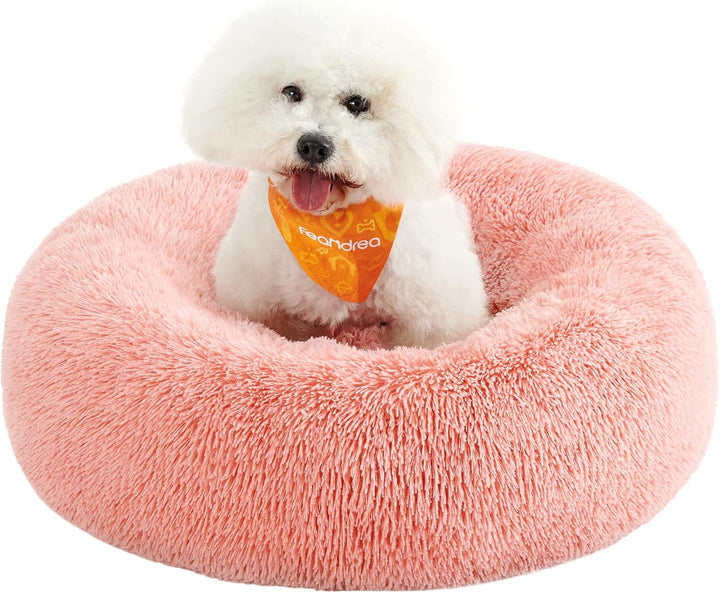 Feandrea Hundebett flauschig, Katzenbett, Donut Kissen, waschbar, Polsterung in der Mitte herausnehm