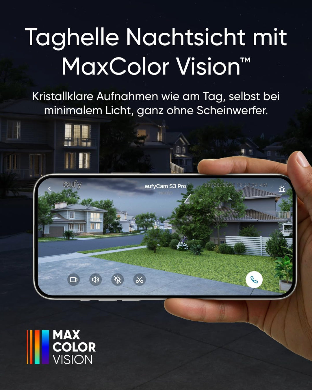 eufyCam S3 Pro 2-Kamera-Set, 4K Kabellose Solar-Überwachungskamera Aussen, MaxColor Nachtsicht, Fore