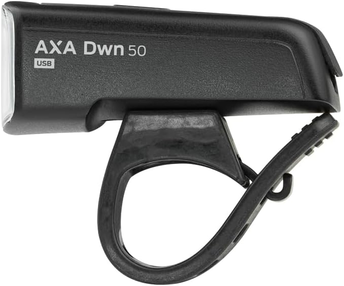AXA Fahrradlicht Dwn 50 Lux, USB Aufladbar, 11 Stunden Leuchtdauer, Batterieanzeige, StVZO Zugelasse